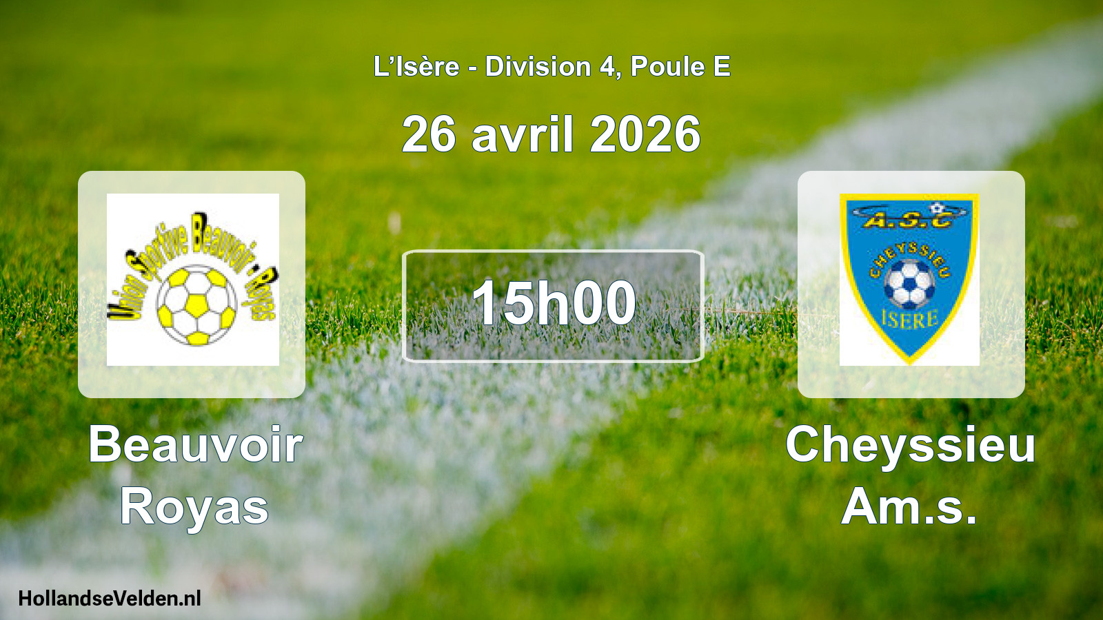 Geplande wedstrijd: Beauvoir Royas - Cheyssieu Am.s. (26 april 2026)