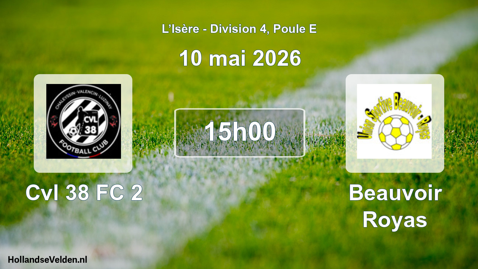 Match programmé: Cvl 38 FC 2 - Beauvoir Royas (10 mai 2026)