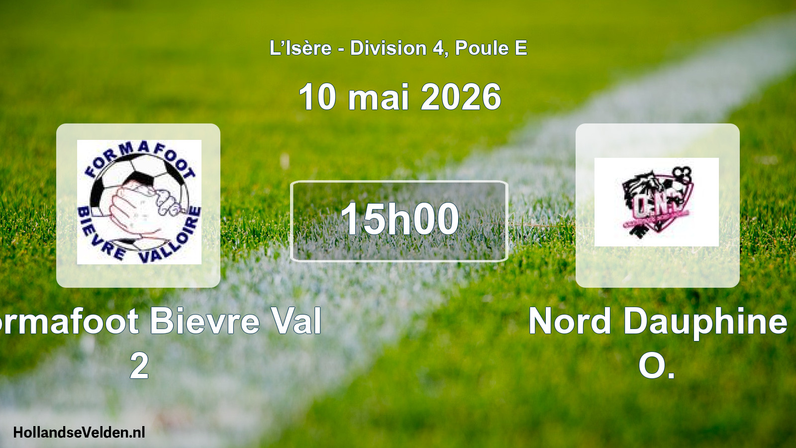 Match programmé: Formafoot Bievre Val 2 - Nord Dauphine O. (10 mai 2026)