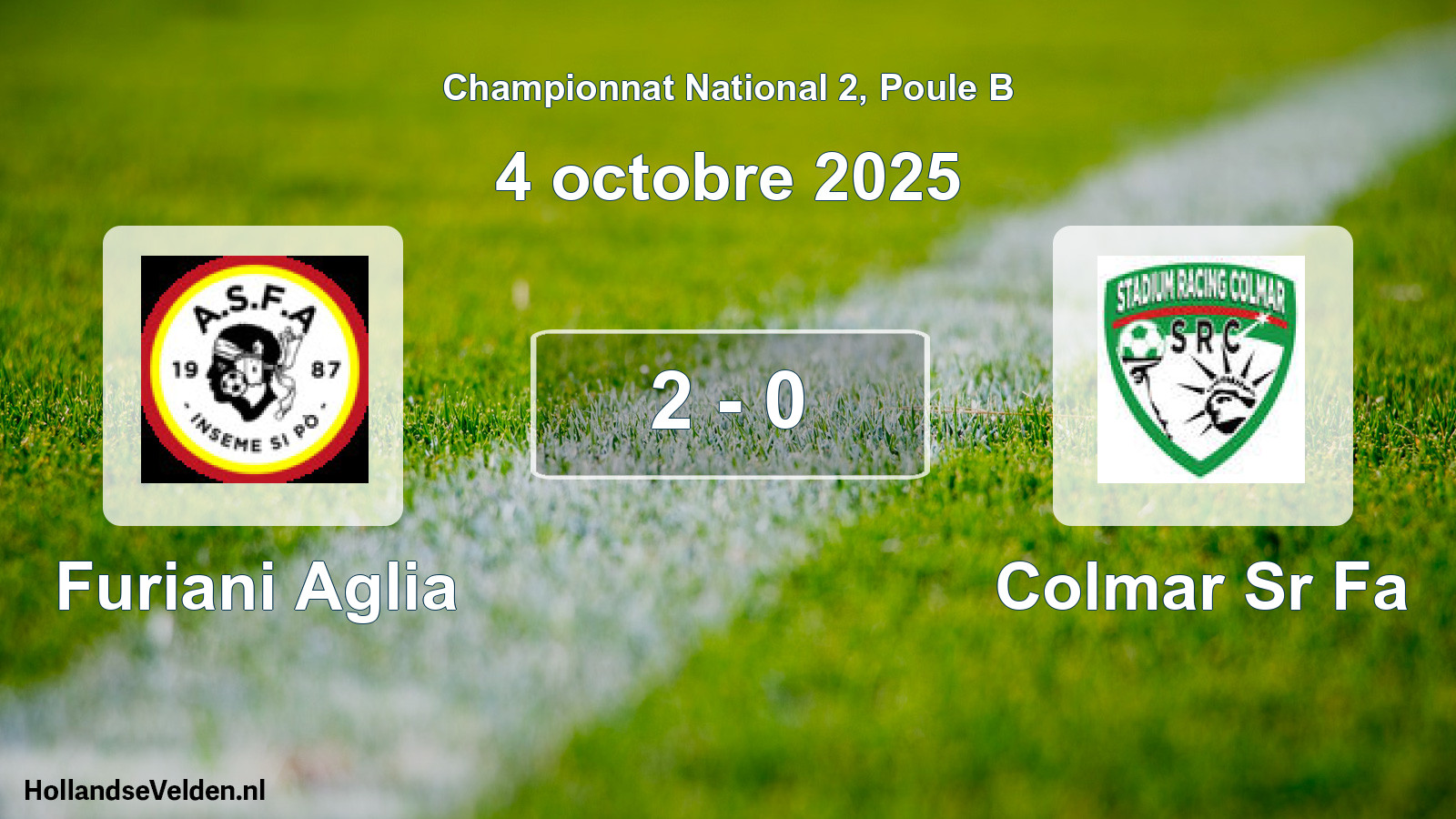 Gespeelde wedstrijd: Furiani Aglia - Colmar Sr Fa 2 - 0 (4 octobre 2025)