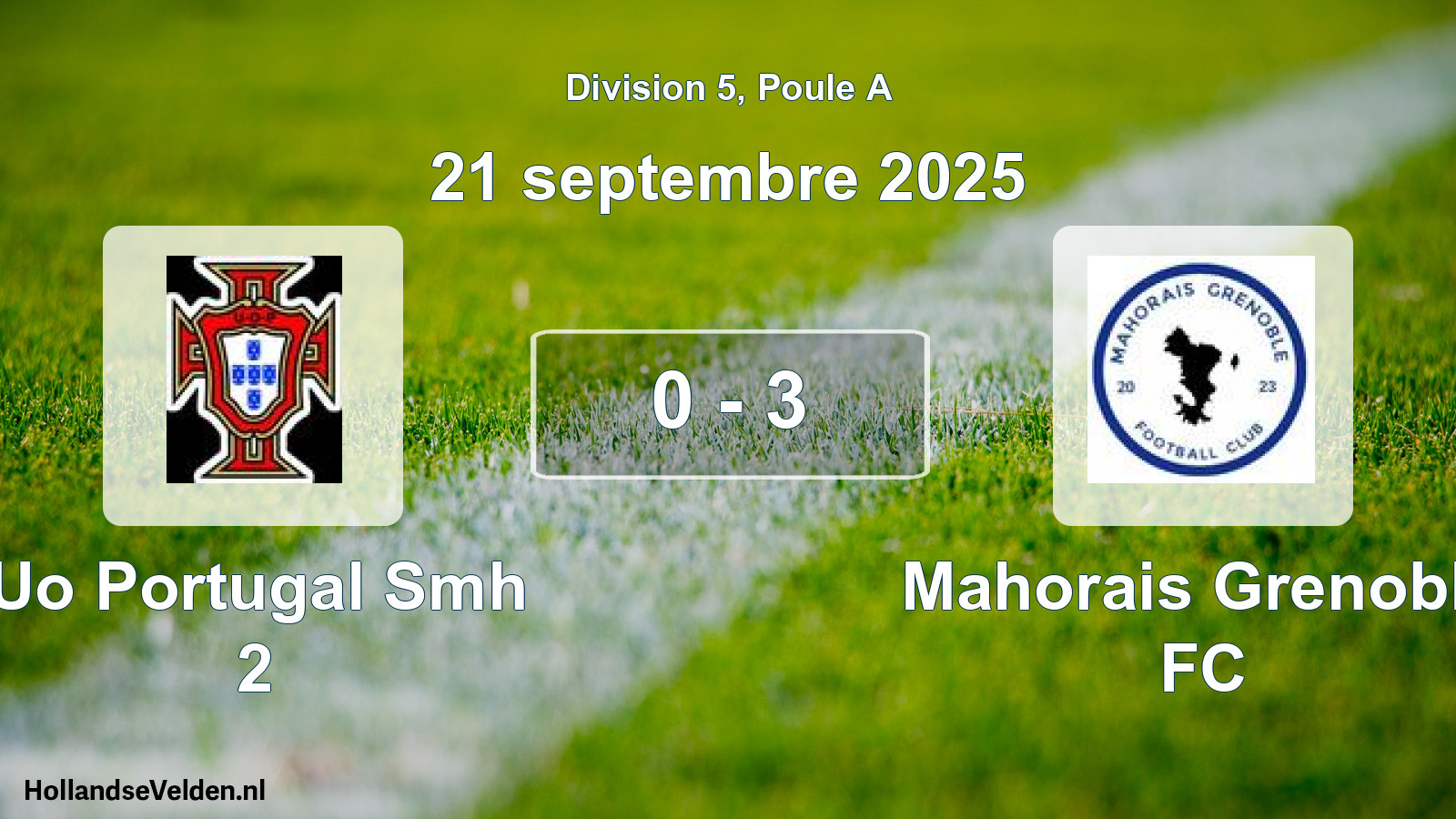 Total number of matches played: Uo Portugal Smh 2 - Mahorais Grenoble FC 0 - 3 (21 September 2025)