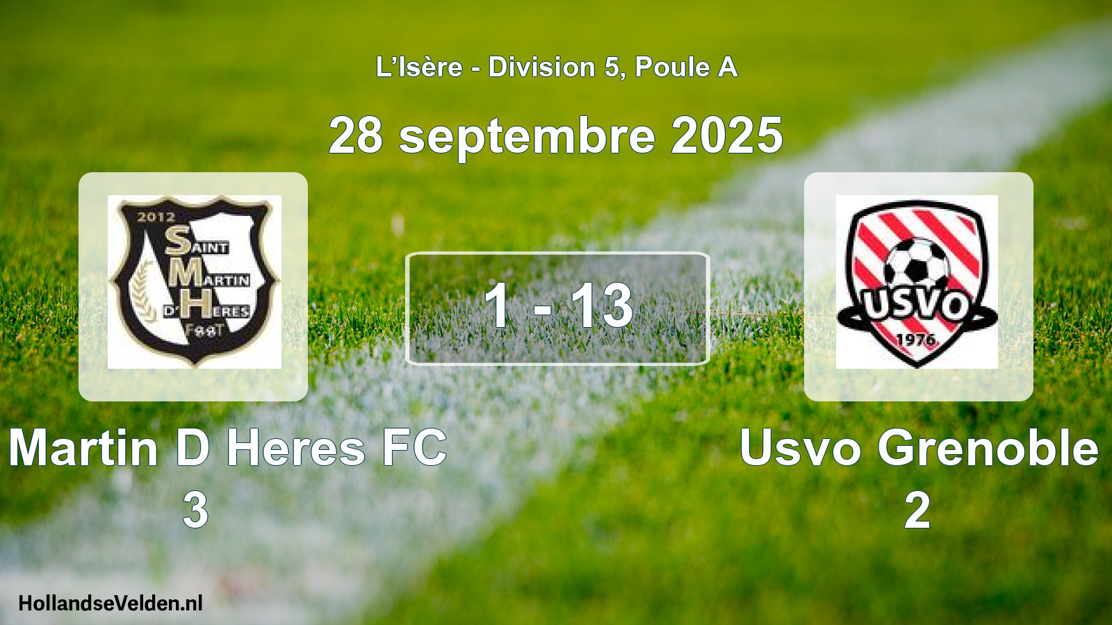 Gespeelde wedstrijd: St Martin D Heres FC 3 - Usvo Grenoble 2 1 - 13 (28 september 2025)