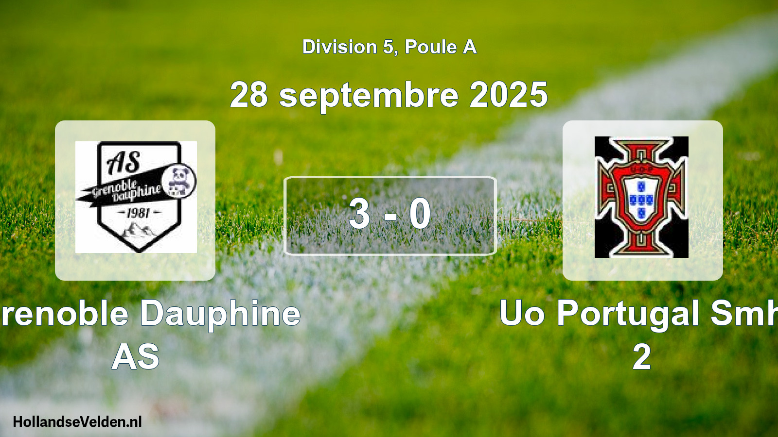 Gespeelde wedstrijd: Grenoble Dauphine AS - Uo Portugal Smh 2 3 - 0 (28 september 2025)
