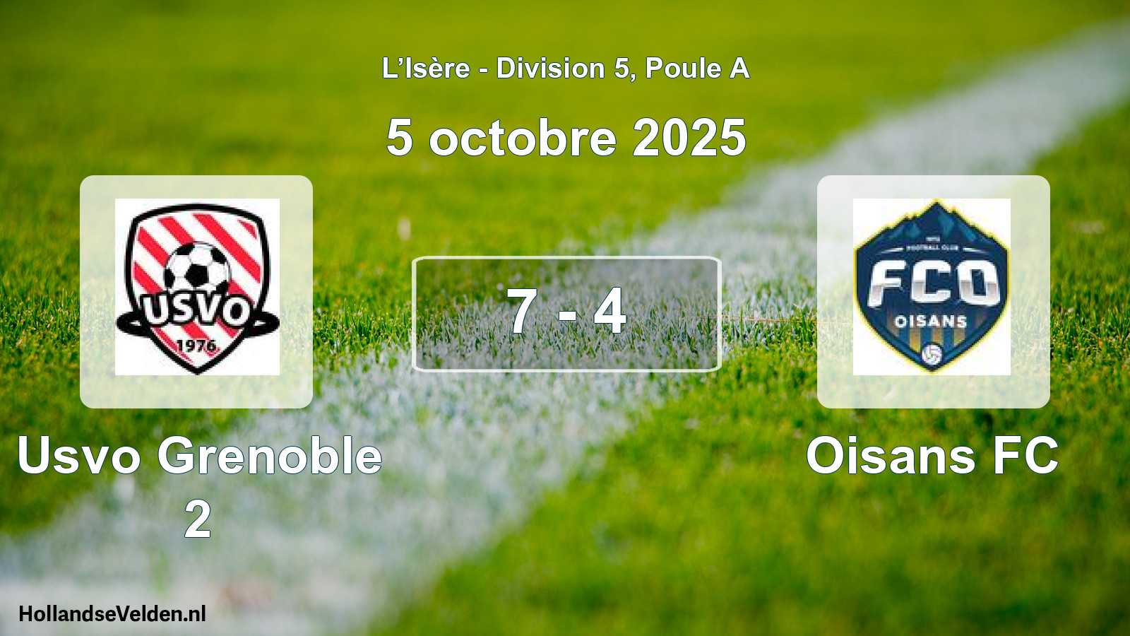 Gespeelde wedstrijd: Usvo Grenoble 2 - Oisans FC 7 - 4 (5 oktober 2025)