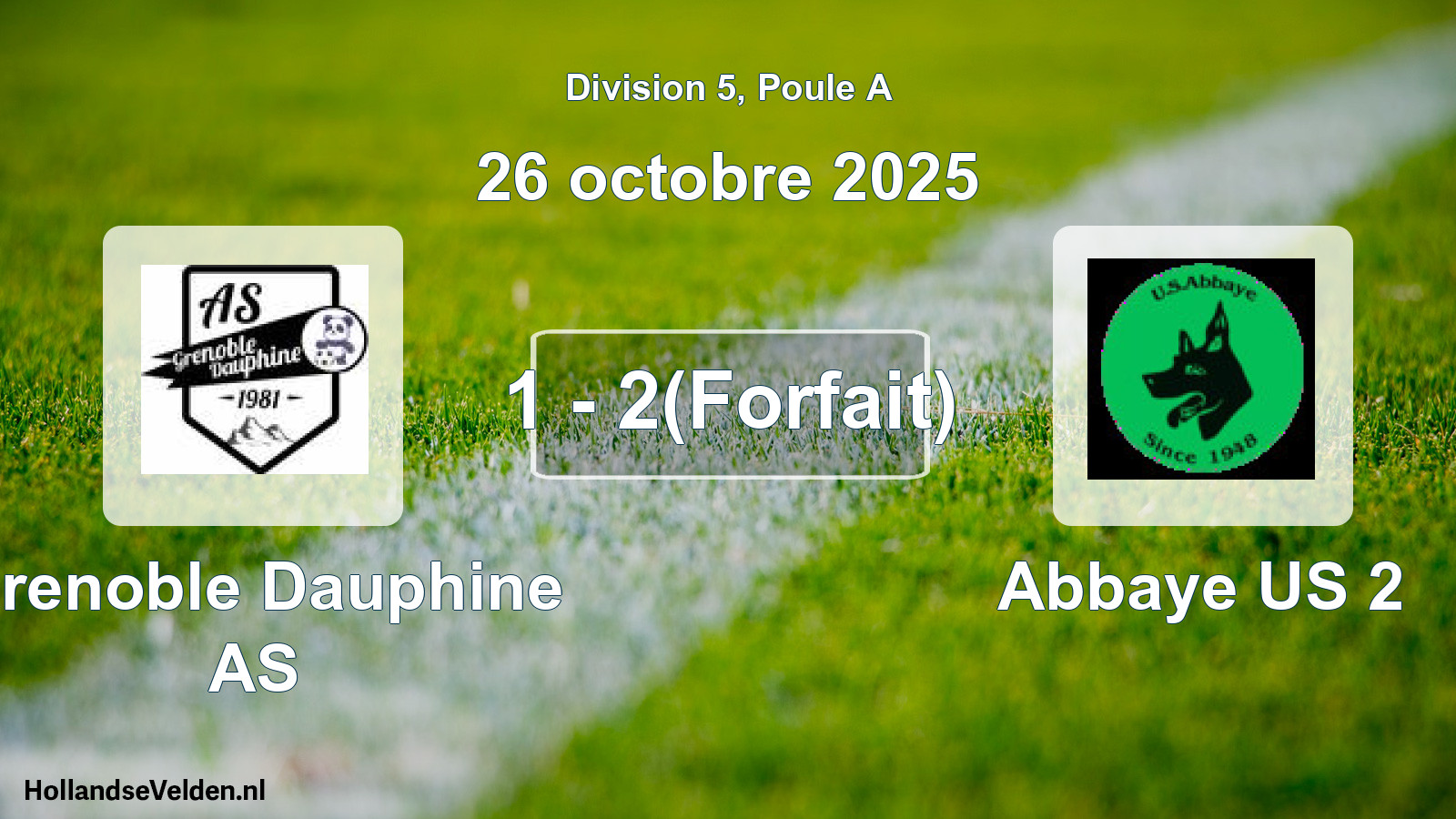Total number of matches played: Grenoble Dauphine AS - Abbaye US 2 1 - 2(Forfait) (26 October 2025)