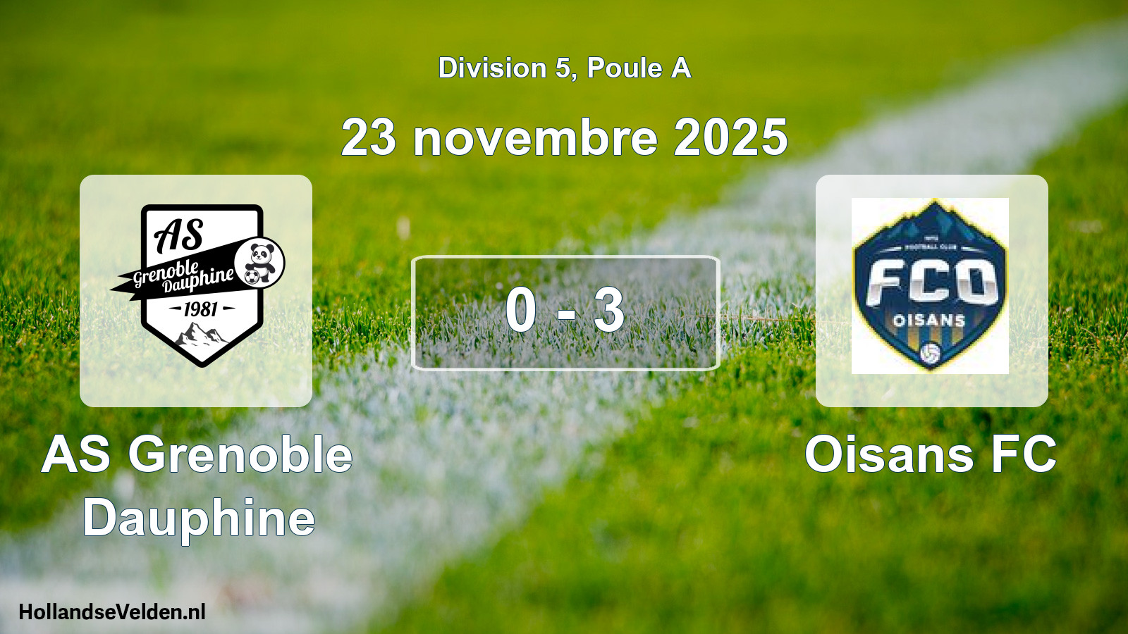 Match joué: AS Grenoble Dauphine - Oisans FC 0 - 3 (23 novembre 2025)