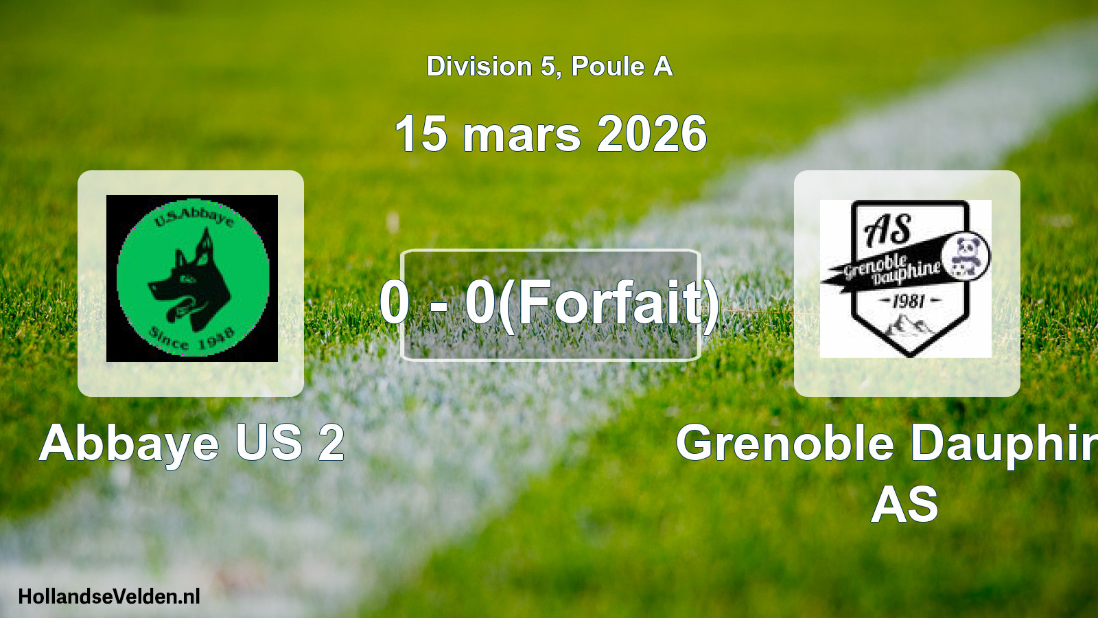 Total number of matches played: Abbaye US 2 - Grenoble Dauphine AS 0 - 0(Forfait) (15 March 2026)