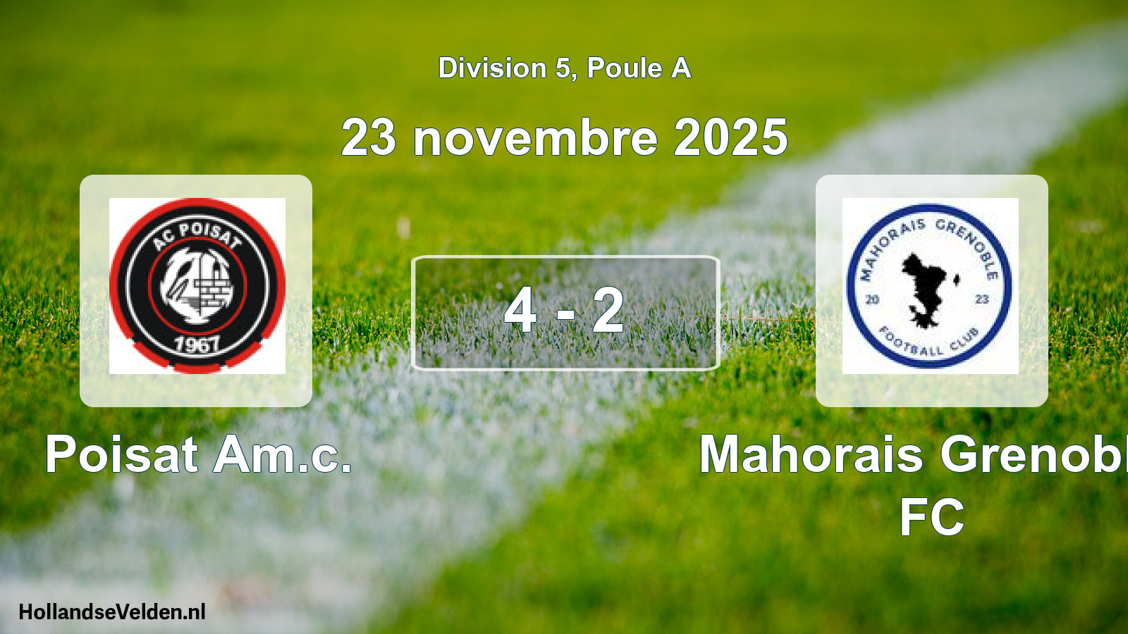 Match joué: Poisat Am.c. - Mahorais Grenoble FC 4 - 2 (23 novembre 2025)