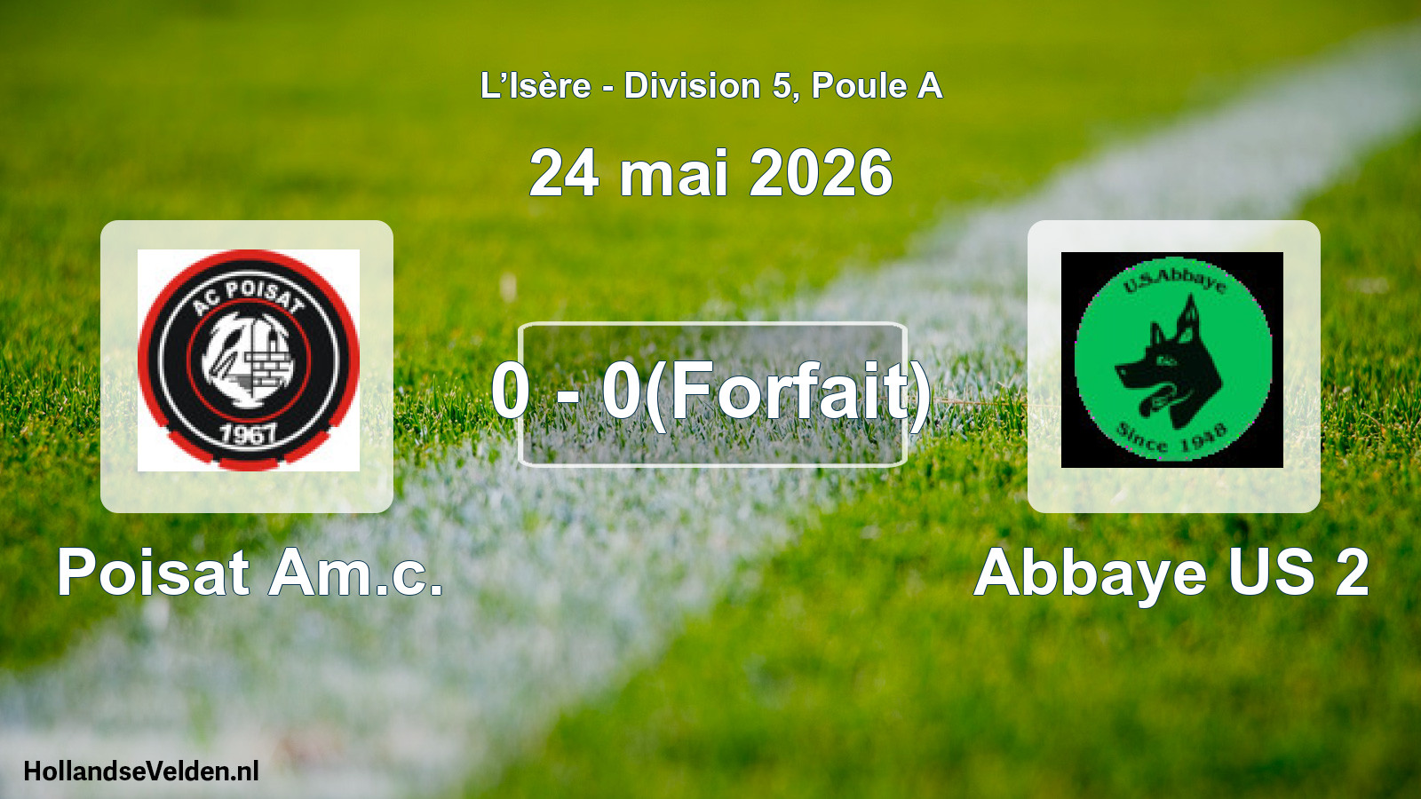 Match programmé: Poisat Am.c. - Abbaye US 2 (24 mai 2026)