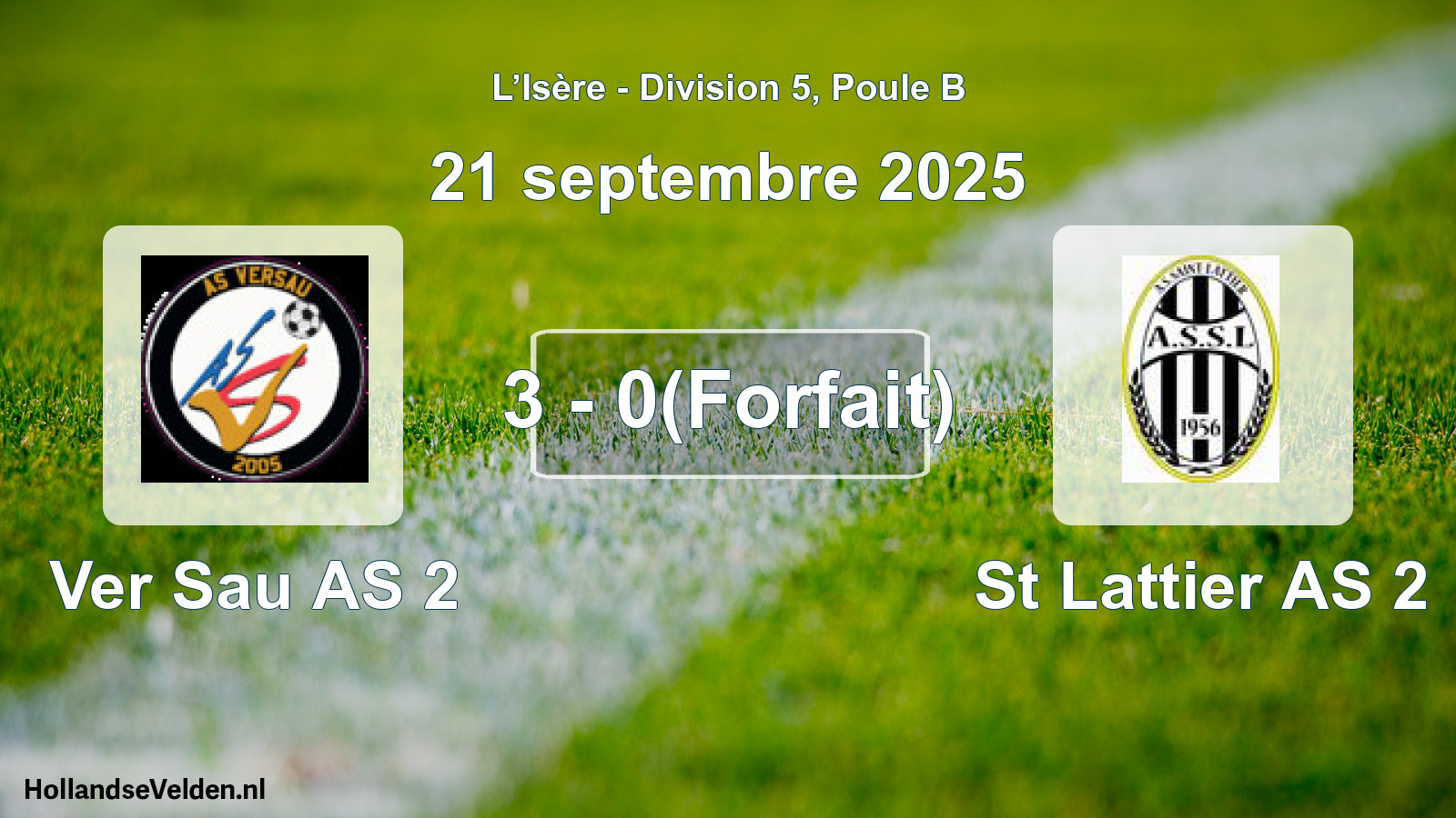 Match joué: Ver Sau AS 2 - St Lattier AS 2 3 - 0(Forfait) (21 septembre 2025)