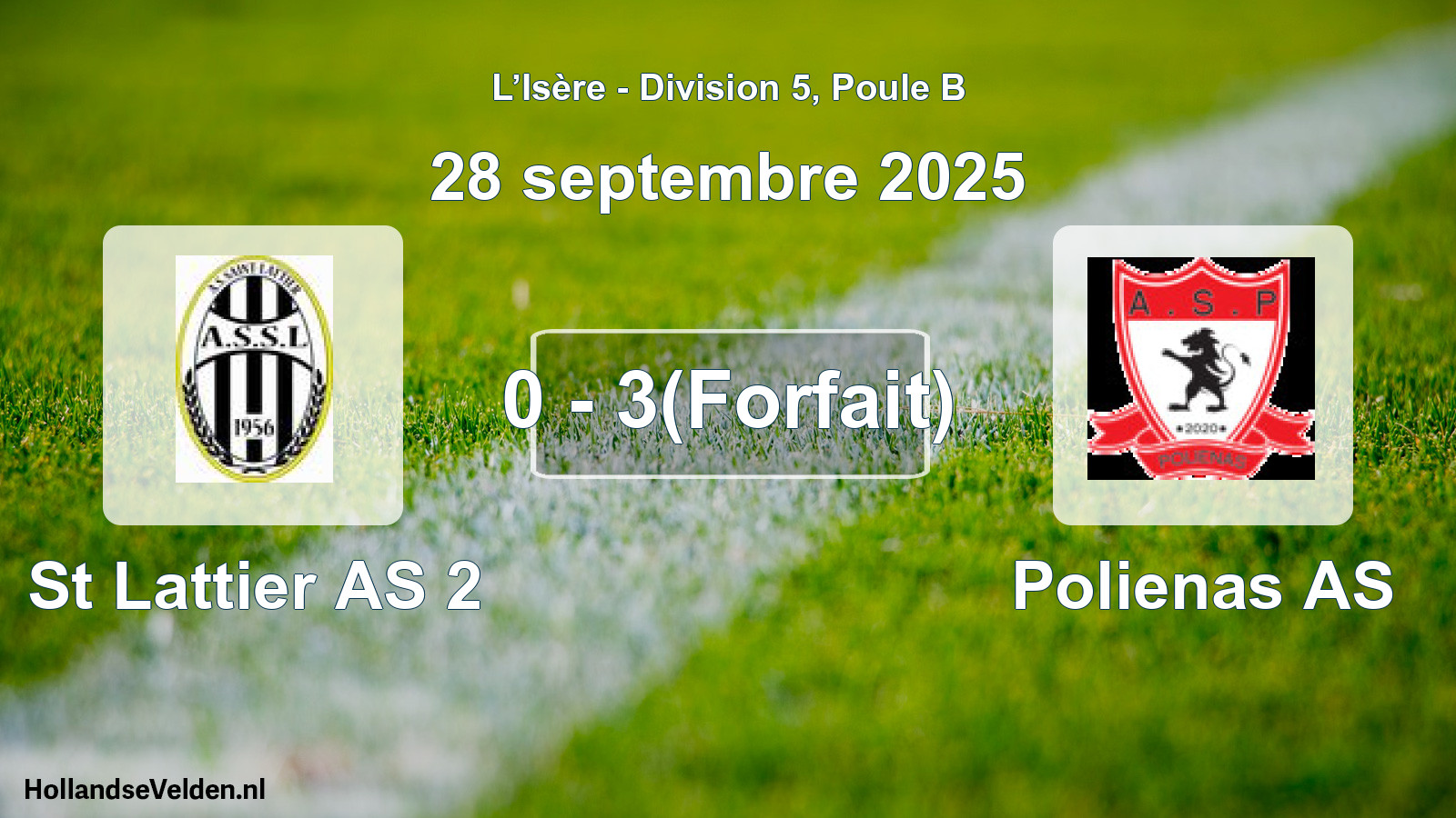 Gespeelde wedstrijd: St Lattier AS 2 - Polienas AS 0 - 3(Forfait) (28 september 2025)