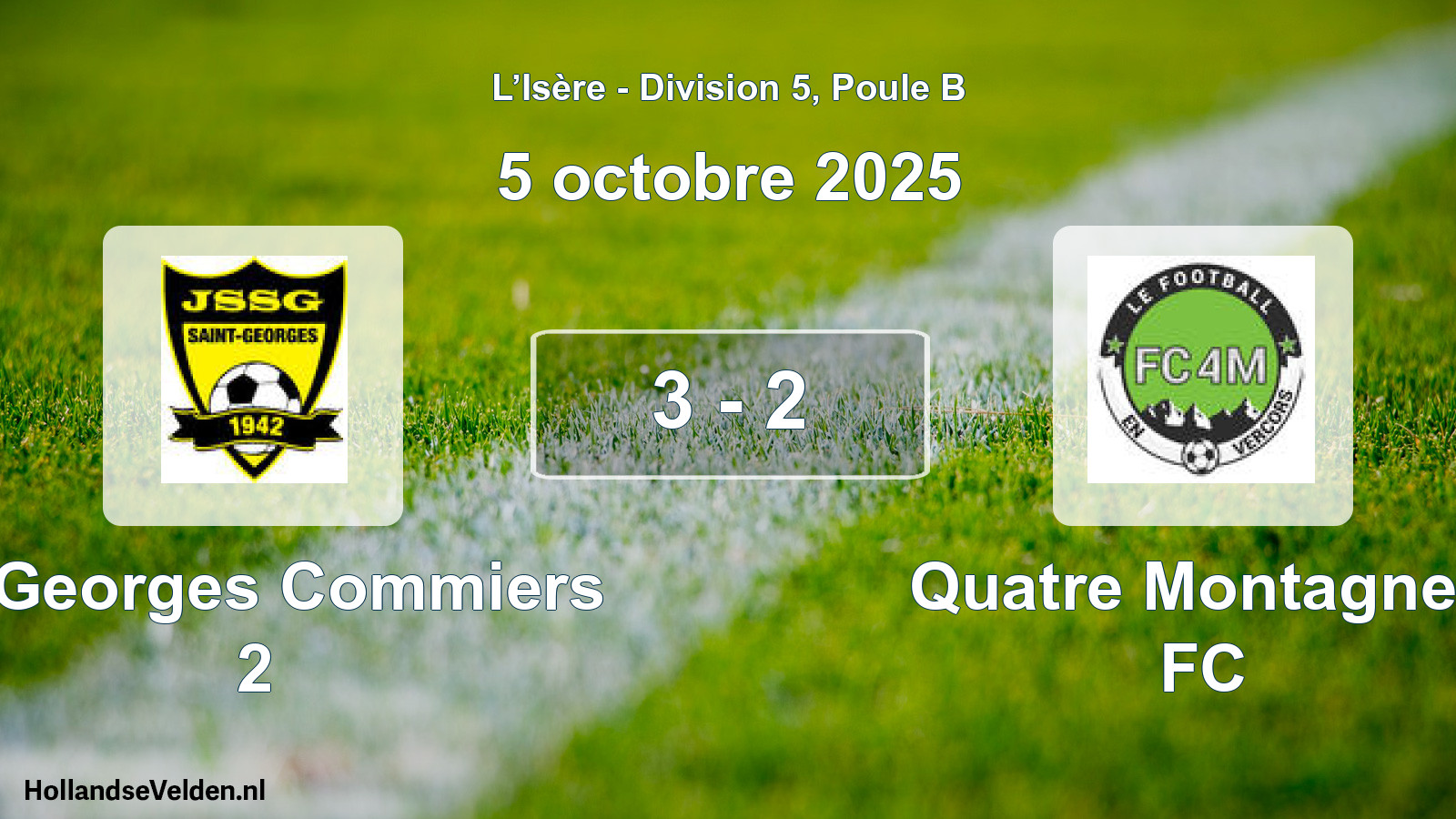 Gespeelde wedstrijd: St Georges Commiers 2 - Quatre Montagnes FC 3 - 2 (5 oktober 2025)