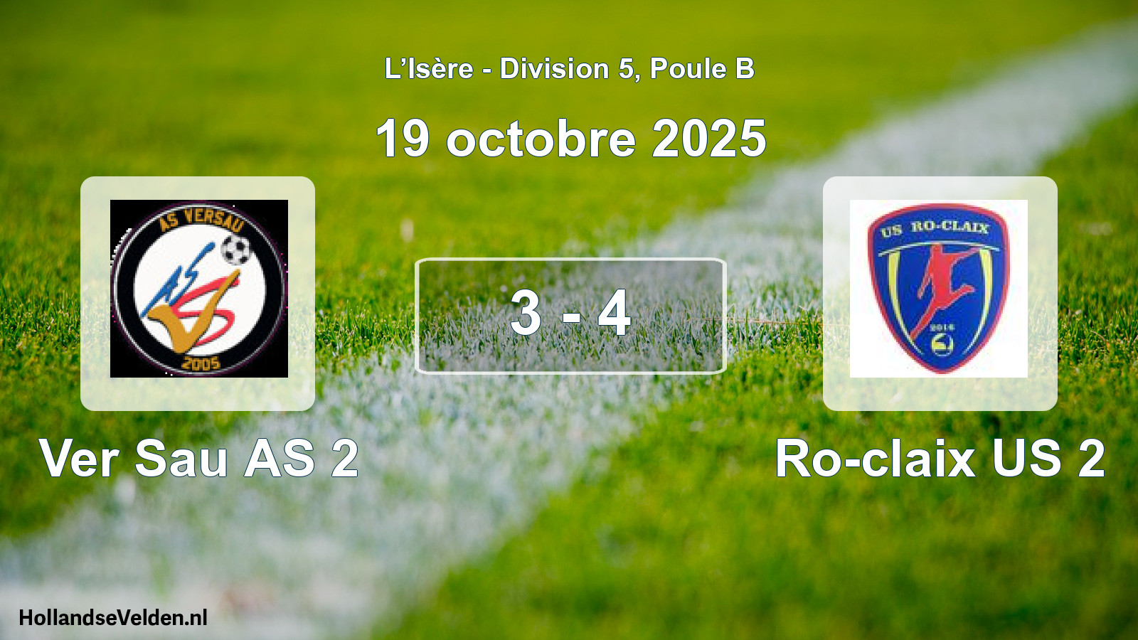 Match joué: Ver Sau AS 2 - Ro-claix US 2 3 - 4 (19 octobre 2025)