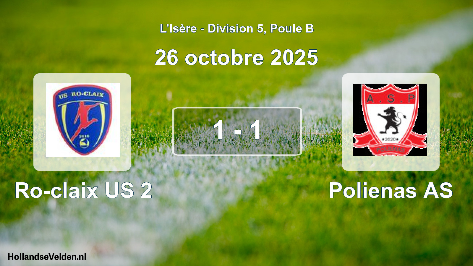 Match joué: Ro-claix US 2 - Polienas AS 1 - 1 (26 octobre 2025)