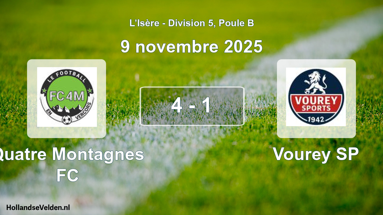 Gespeelde wedstrijd: Quatre Montagnes FC - Vourey SP 4 - 1 (9 november 2025)