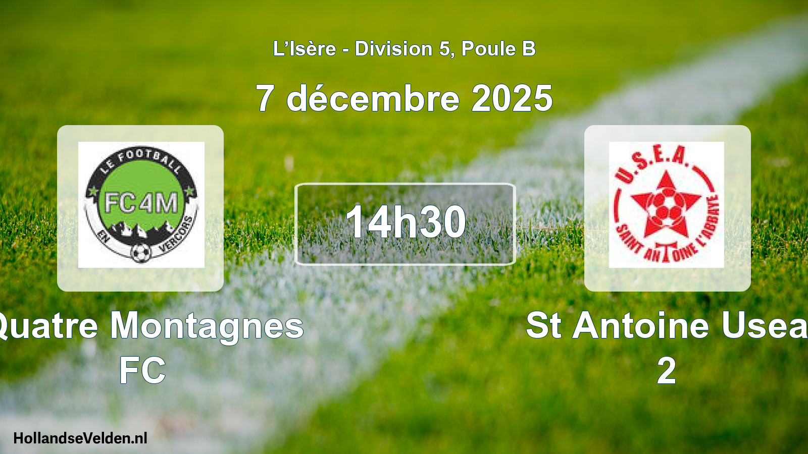 Geplande wedstrijd: Quatre Montagnes FC - St Antoine Usea 2 (7 december 2025)