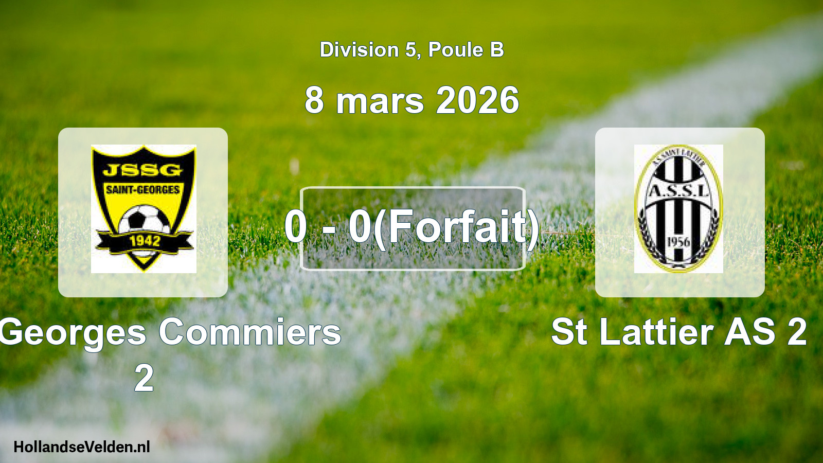Match joué: St Georges Commiers 2 - St Lattier AS 2 0 - 0(Forfait) (8 mars 2026)