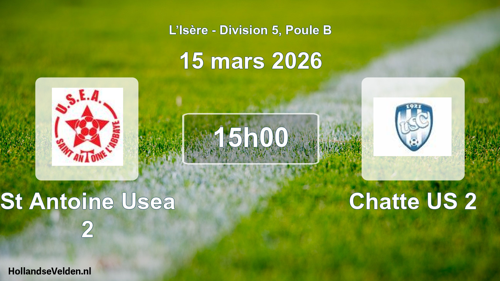 Geplande wedstrijd: St Antoine Usea 2 - Chatte US 2 (15 maart 2026)