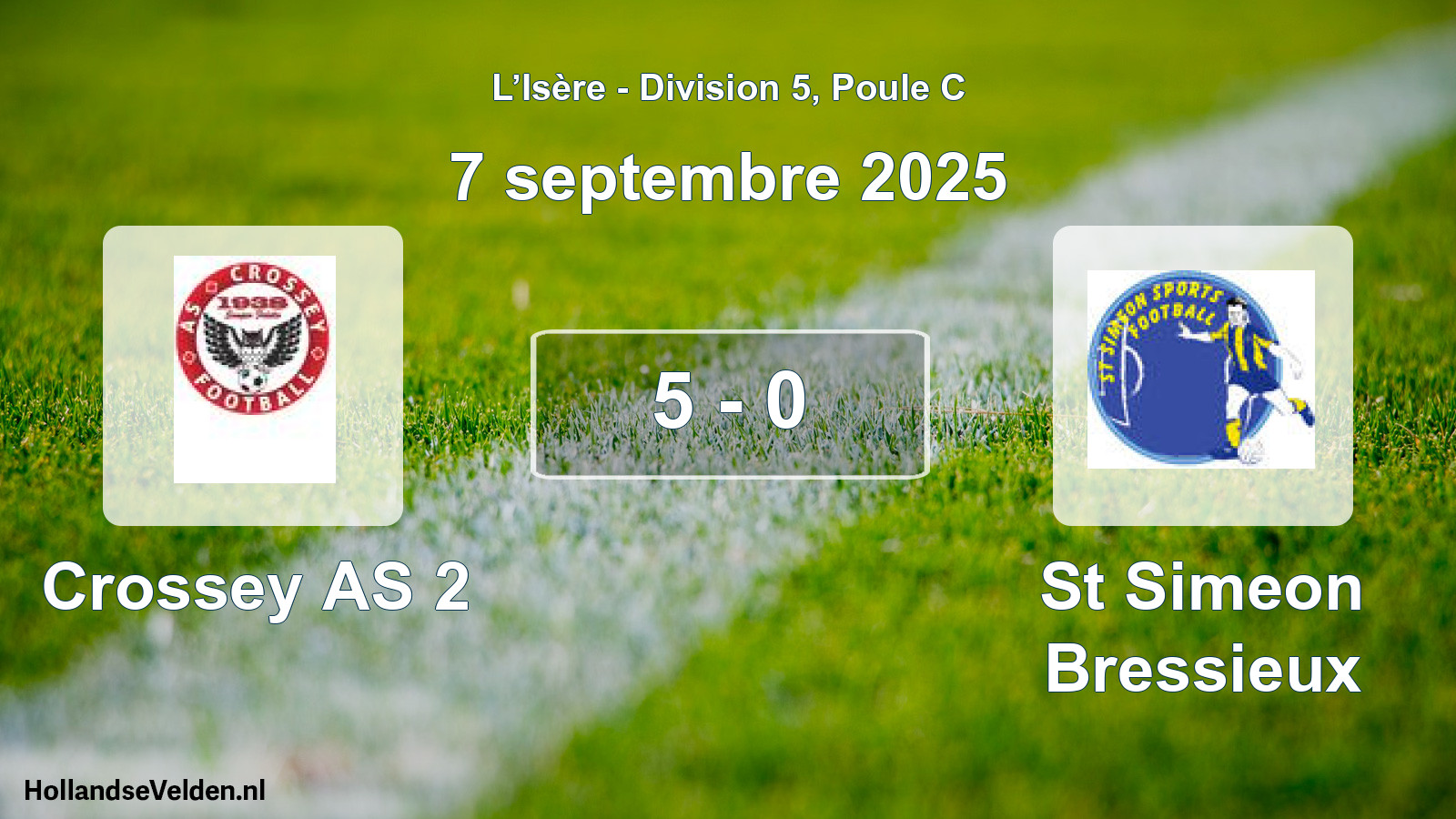 Gespeelde wedstrijd: Crossey AS 2 - St Simeon Bressieux 5 - 0 (7 september 2025)