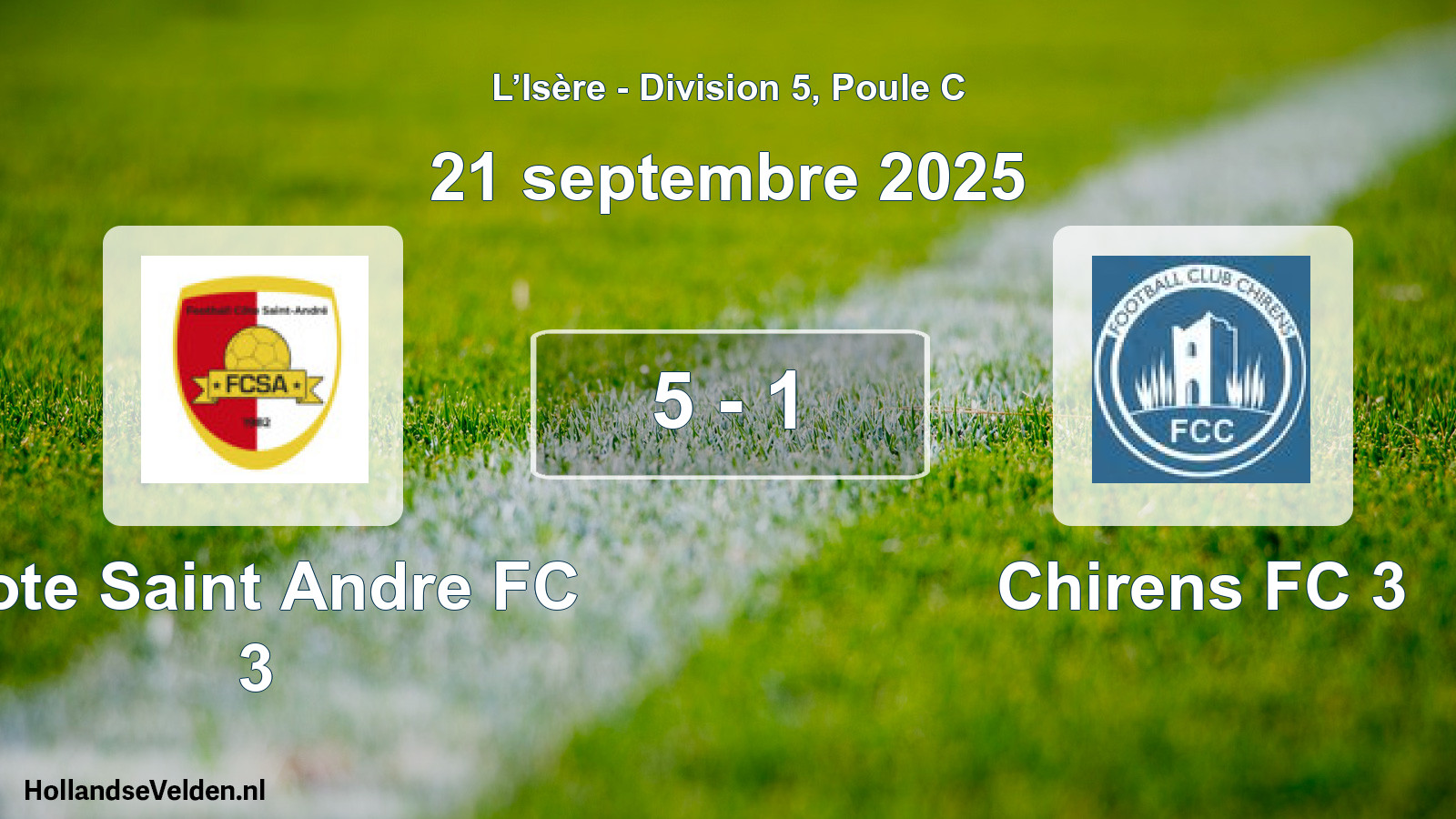 Gespeelde wedstrijd: Cote Saint Andre FC 3 - Chirens FC 3 5 - 1 (21 september 2025)