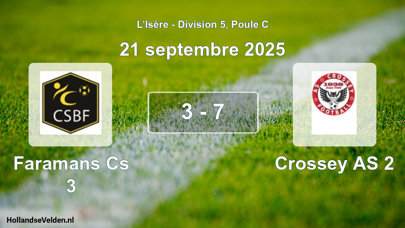 Gespeelde wedstrijd: Faramans Cs 3 - Crossey AS 2 3 - 7 (21 september 2025)