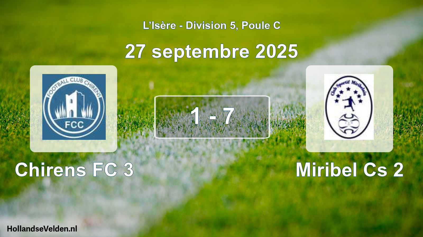 Gespeelde wedstrijd: Chirens FC 3 - Miribel Cs 2 1 - 7 (27 september 2025)