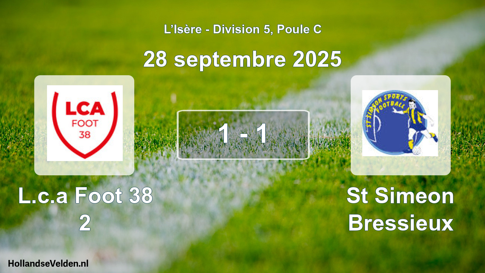 Gespeelde wedstrijd: L.c.a Foot 38 2 - St Simeon Bressieux 1 - 1 (28 september 2025)