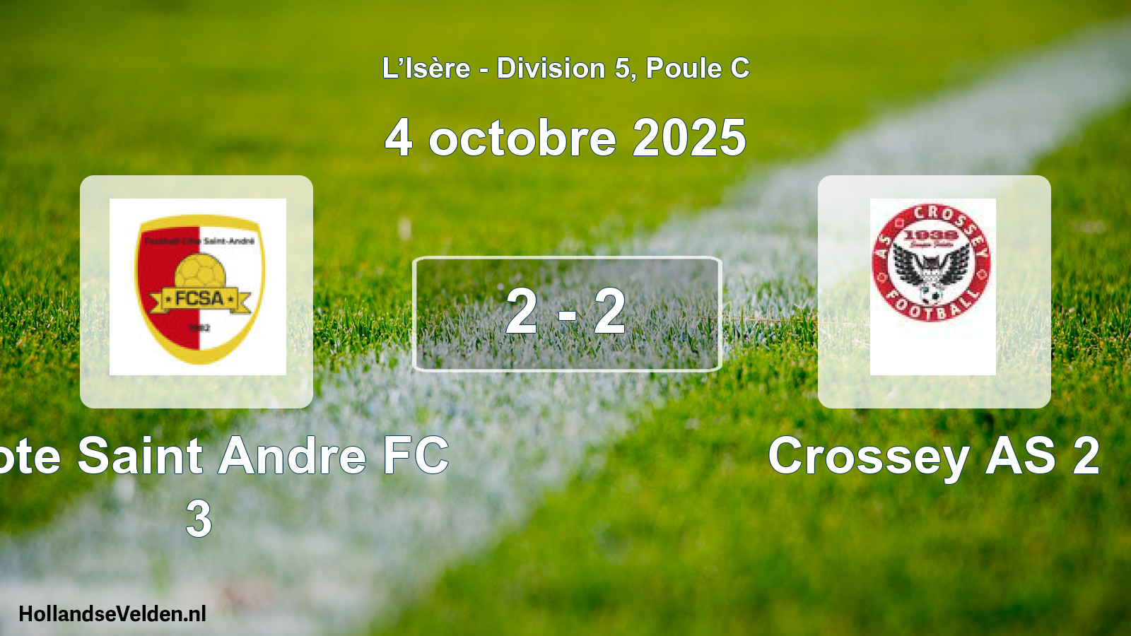 Gespeelde wedstrijd: Cote Saint Andre FC 3 - Crossey AS 2 2 - 2 (4 oktober 2025)
