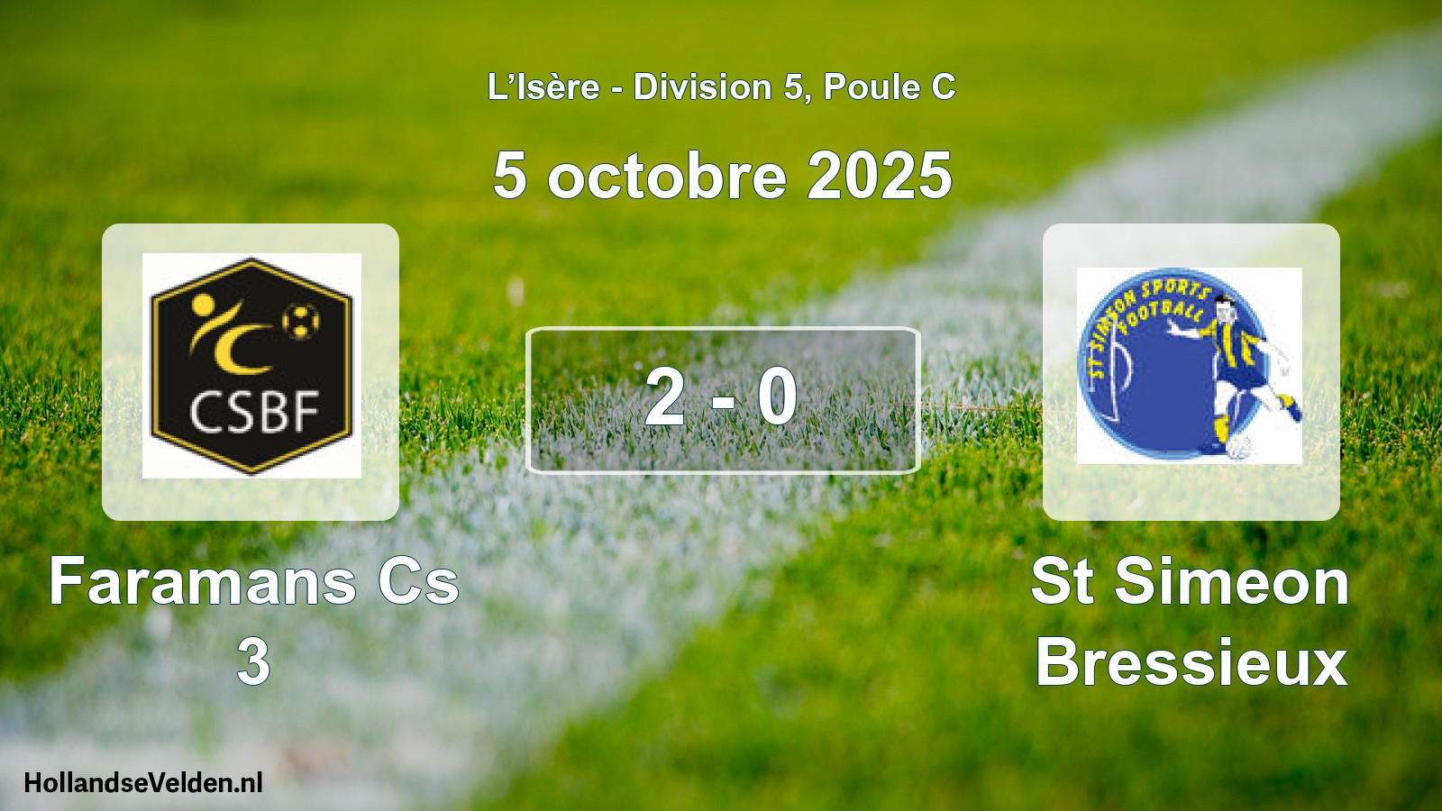Gespeelde wedstrijd: Faramans Cs 3 - St Simeon Bressieux 2 - 0 (5 oktober 2025)