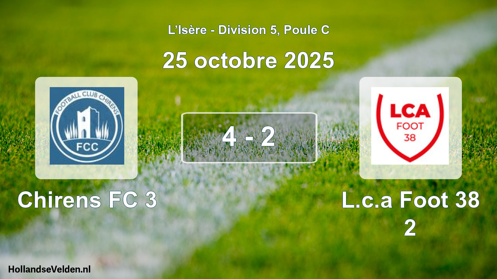 Gespeelde wedstrijd: Chirens FC 3 - L.c.a Foot 38 2 4 - 2 (25 oktober 2025)