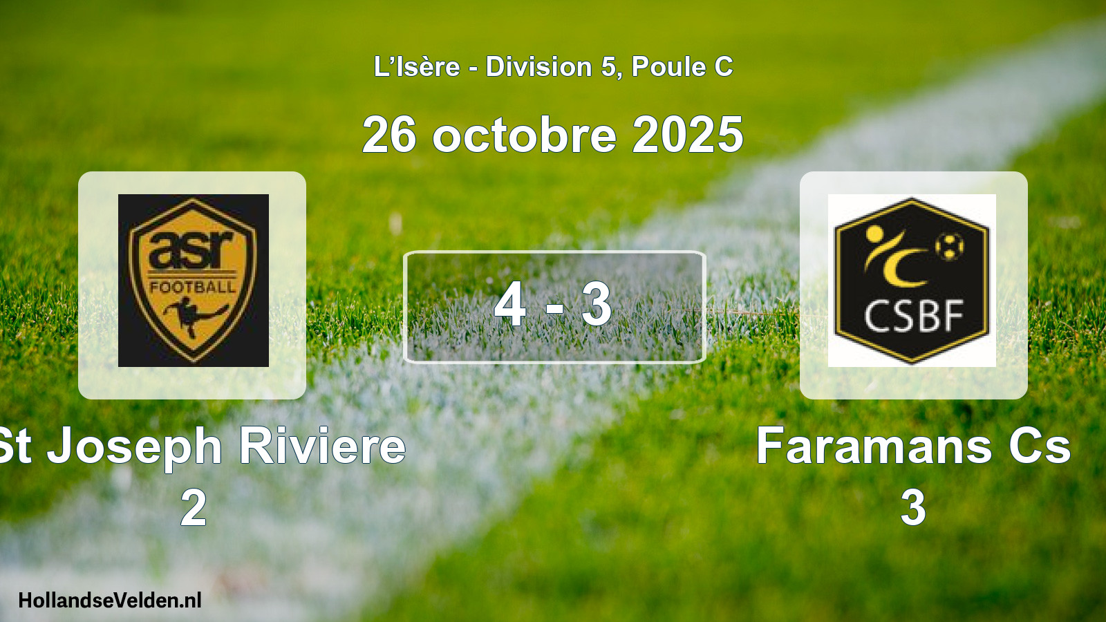 Gespeelde wedstrijd: St Joseph Riviere 2 - Faramans Cs 3 4 - 3 (26 oktober 2025)