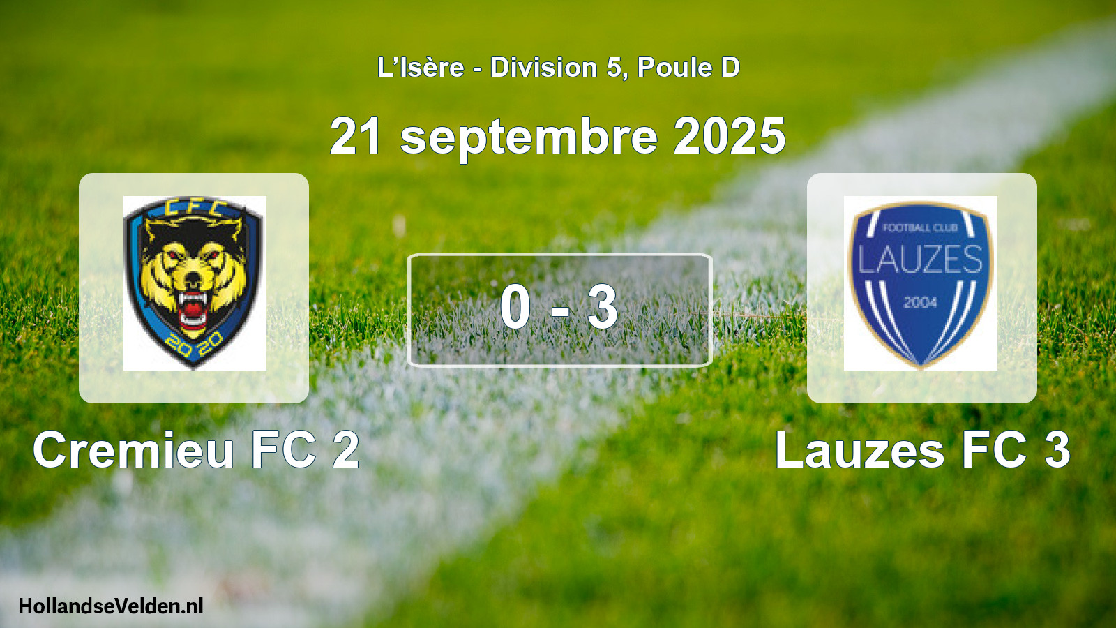 Gespeelde wedstrijd: Cremieu FC 2 - Lauzes FC 3 0 - 3 (21 september 2025)