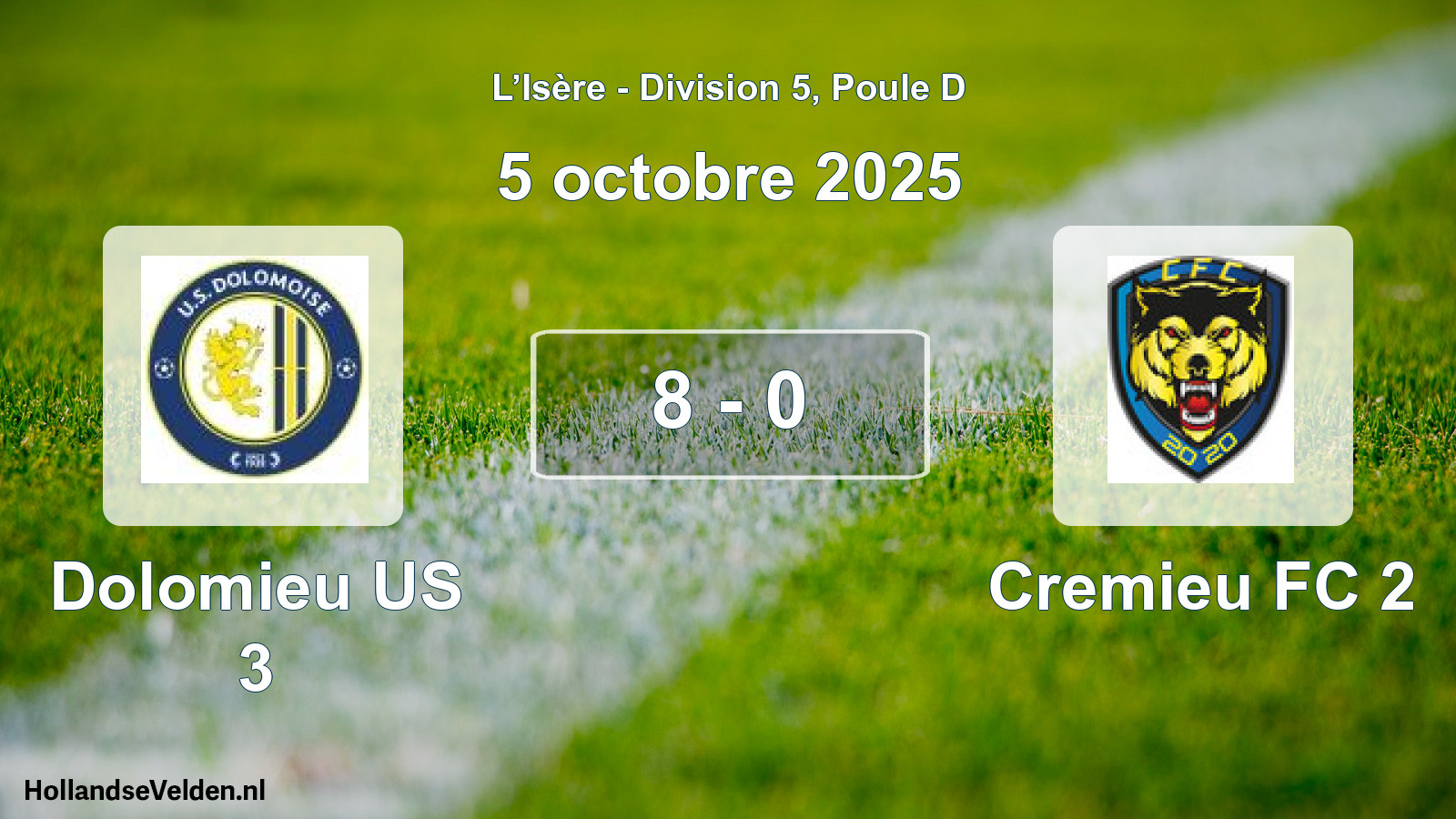 Gespeelde wedstrijd: Dolomieu US 3 - Cremieu FC 2 8 - 0 (5 oktober 2025)