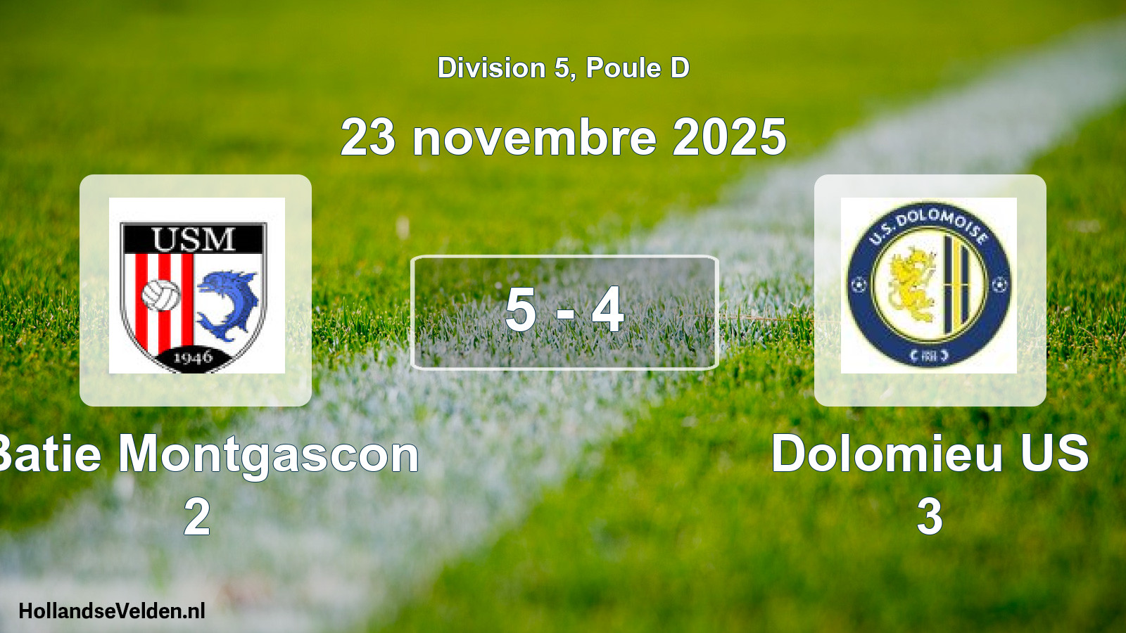 Match joué: Batie Montgascon 2 - Dolomieu US 3 5 - 4 (23 novembre 2025)