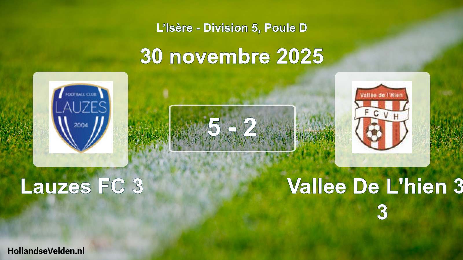 Gespeelde wedstrijd: Lauzes FC 3 - Vallee De L'hien 38 3 5 - 2 (30 november 2025)