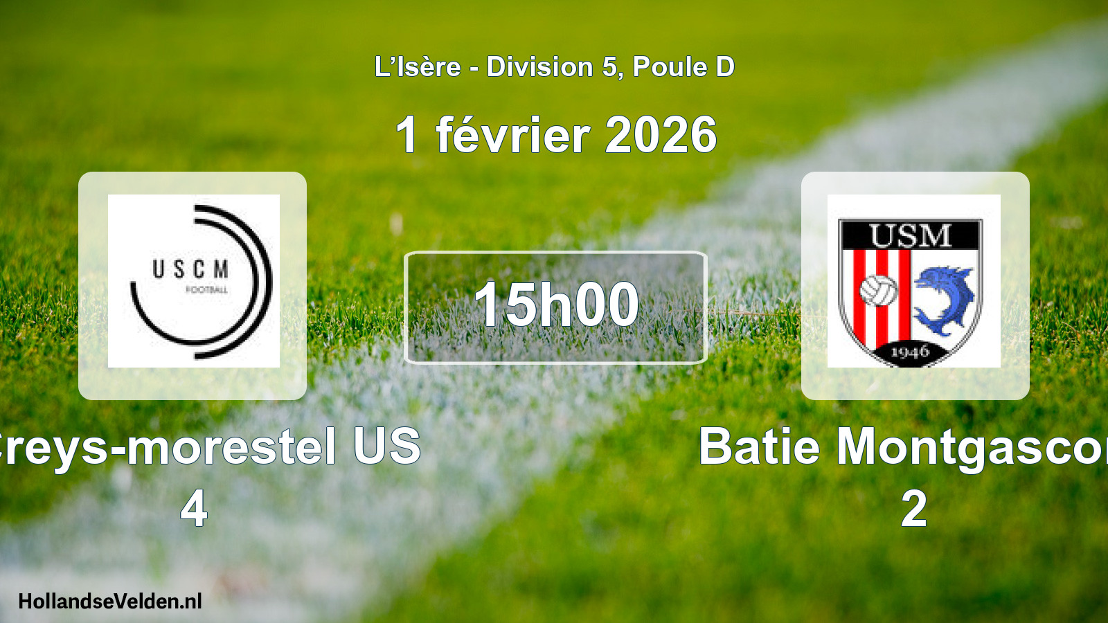 Scheduled Match: Creys-morestel US 4 - Batie Montgascon 2 (1 February 2026)