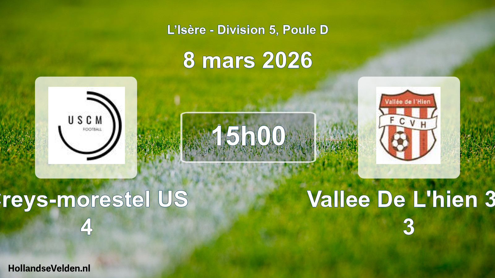 Geplande wedstrijd: Creys-morestel US 4 - Vallee De L'hien 38 3 (8 maart 2026)