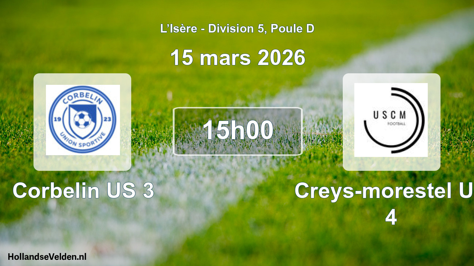 Match programmé: Corbelin US 3 - Creys-morestel US 4 (15 mars 2026)