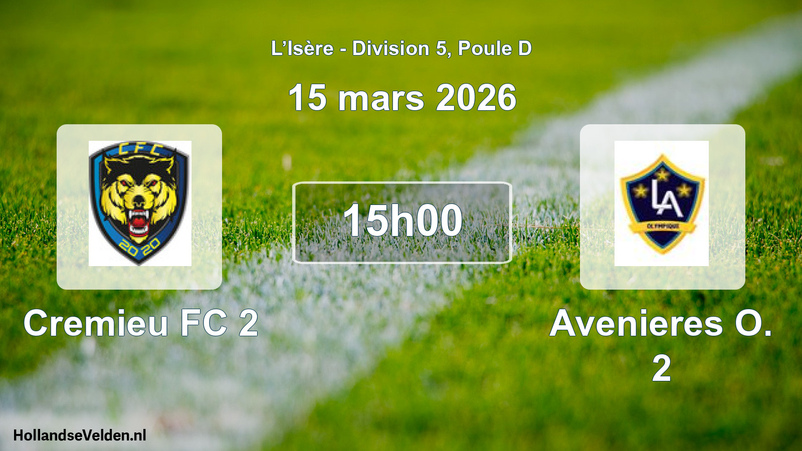 Geplande wedstrijd: Cremieu FC 2 - Avenieres O. 2 (15 maart 2026)