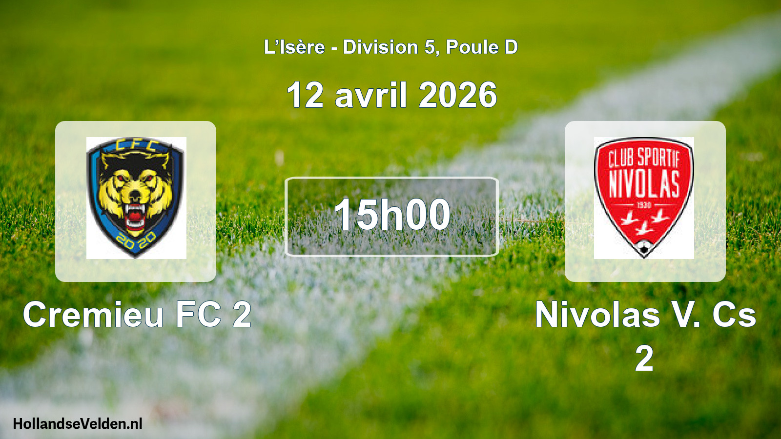 Geplande wedstrijd: Cremieu FC 2 - Nivolas V. Cs 2 (12 april 2026)