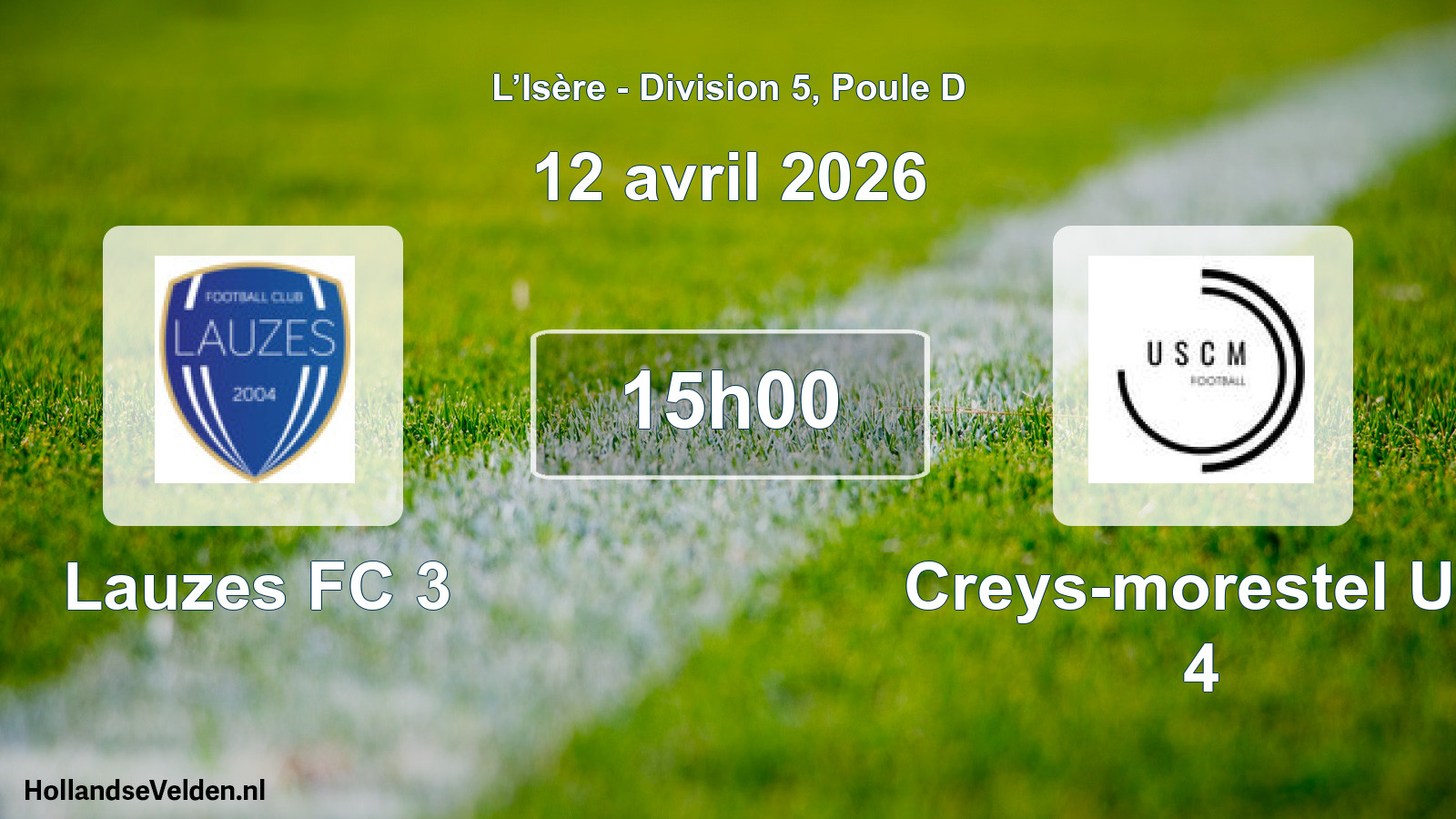 Geplande wedstrijd: Lauzes FC 3 - Creys-morestel US 4 (12 april 2026)