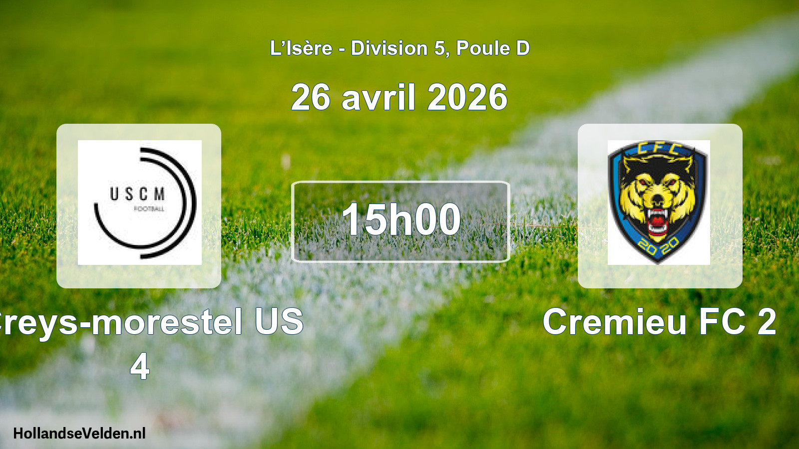 Geplande wedstrijd: Creys-morestel US 4 - Cremieu FC 2 (26 april 2026)