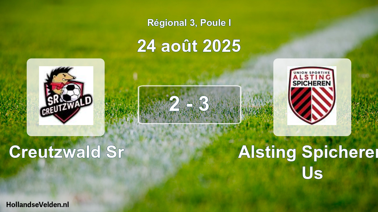 Gespeelde wedstrijd: Creutzwald Sr - Alsting Spicheren Us 2 - 3 (24 août 2025)