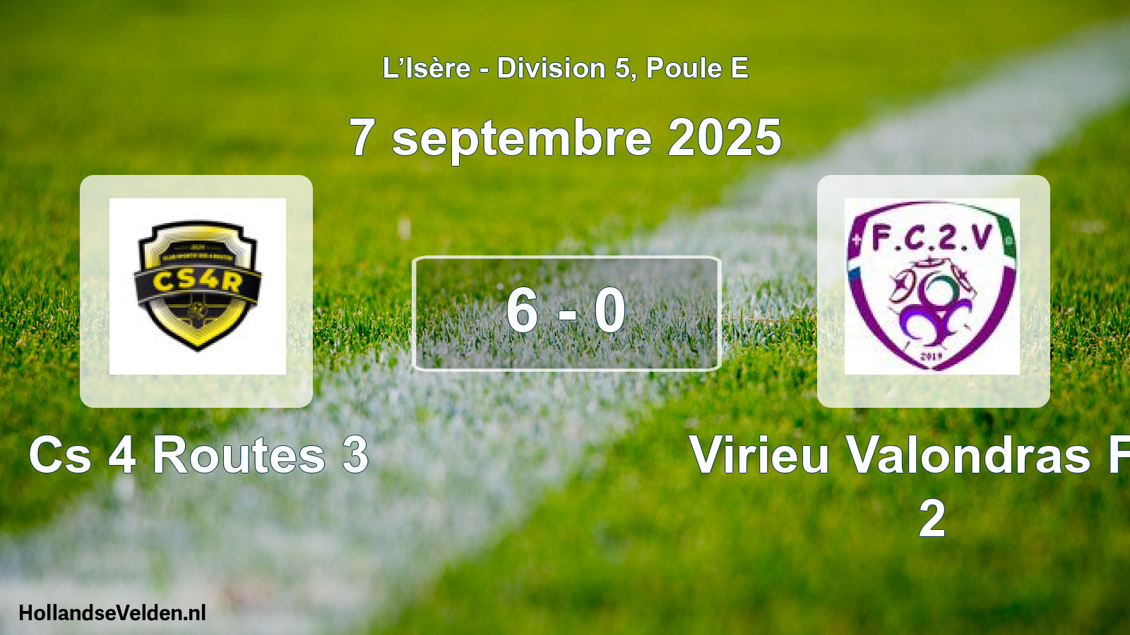 Gespeelde wedstrijd: Cs 4 Routes 3 - Virieu Valondras FC 2 6 - 0 (7 september 2025)