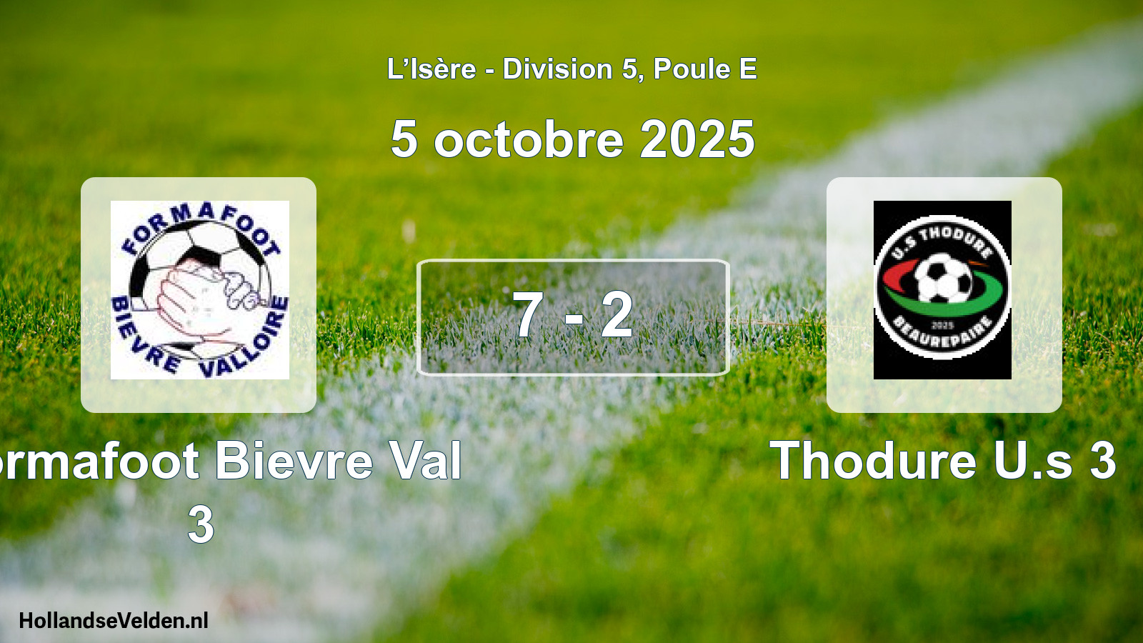 Gespeelde wedstrijd: Formafoot Bievre Val 3 - Thodure U.s 3 7 - 2 (5 oktober 2025)