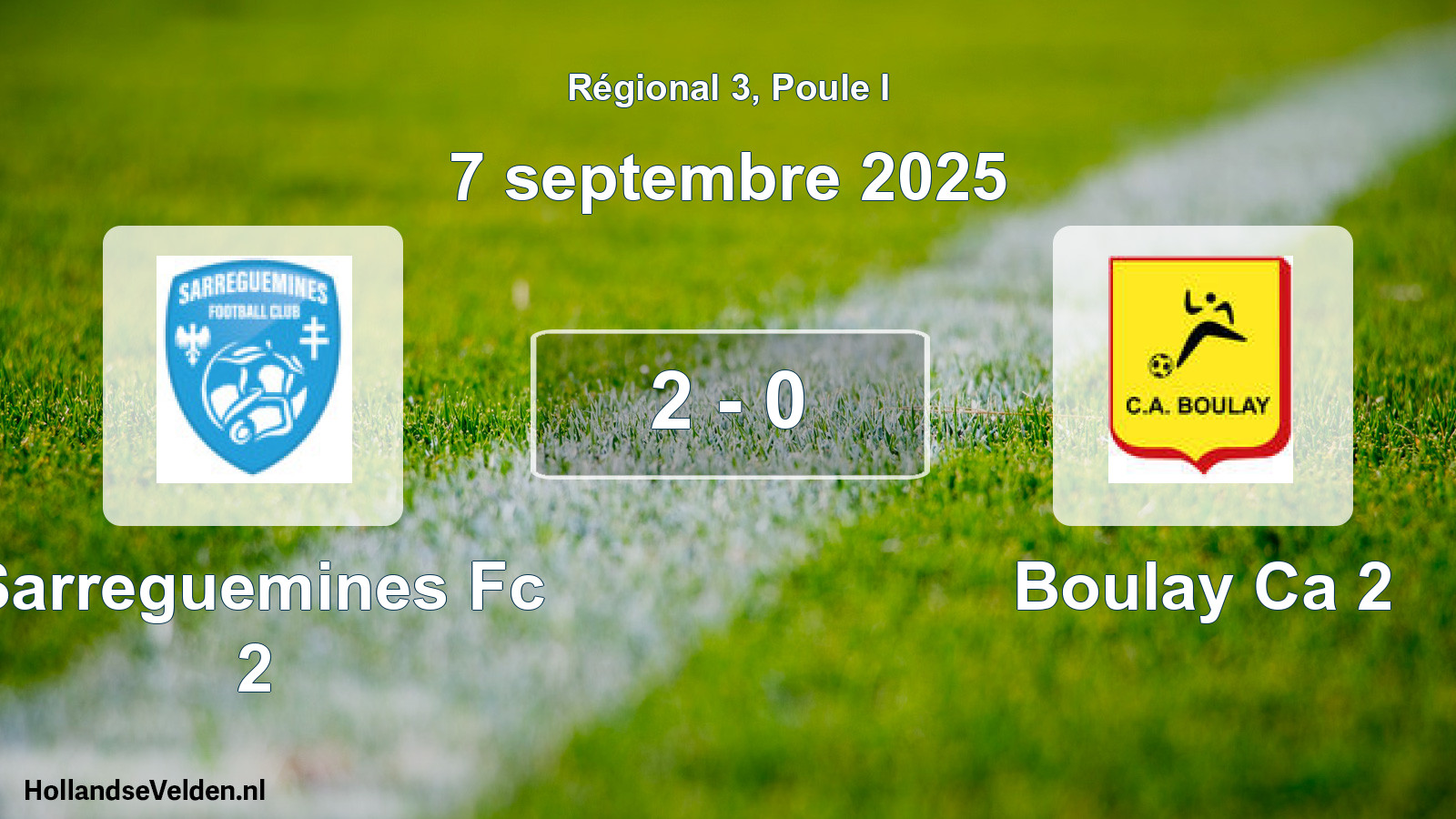 Total number of matches played: Sarreguemines Fc 2 - Boulay Ca 2 2 - 0 (7 September 2025)