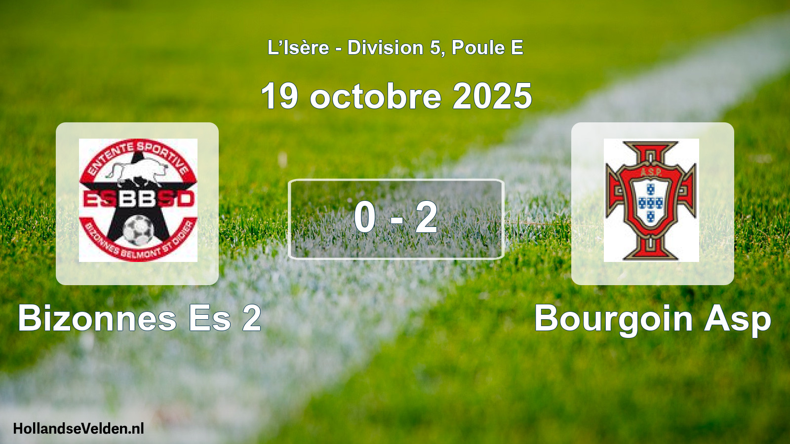 Gespeelde wedstrijd: Bizonnes Es 2 - Bourgoin Asp 0 - 2 (19 oktober 2025)