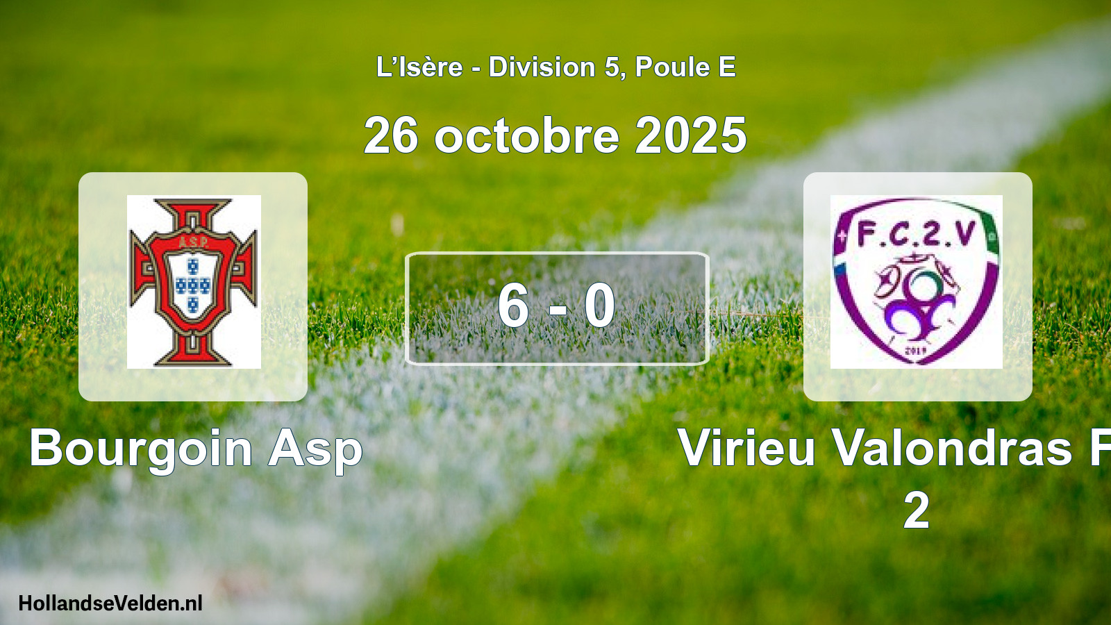 Gespeelde wedstrijd: Bourgoin Asp - Virieu Valondras FC 2 6 - 0 (26 oktober 2025)