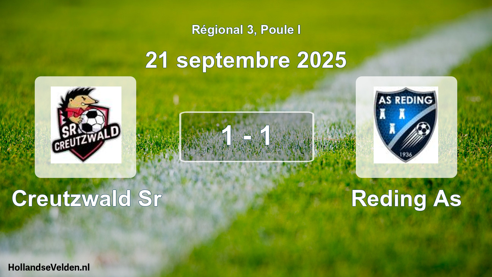Gespeelde wedstrijd: Creutzwald Sr - Reding As 1 - 1 (21 septembre 2025)