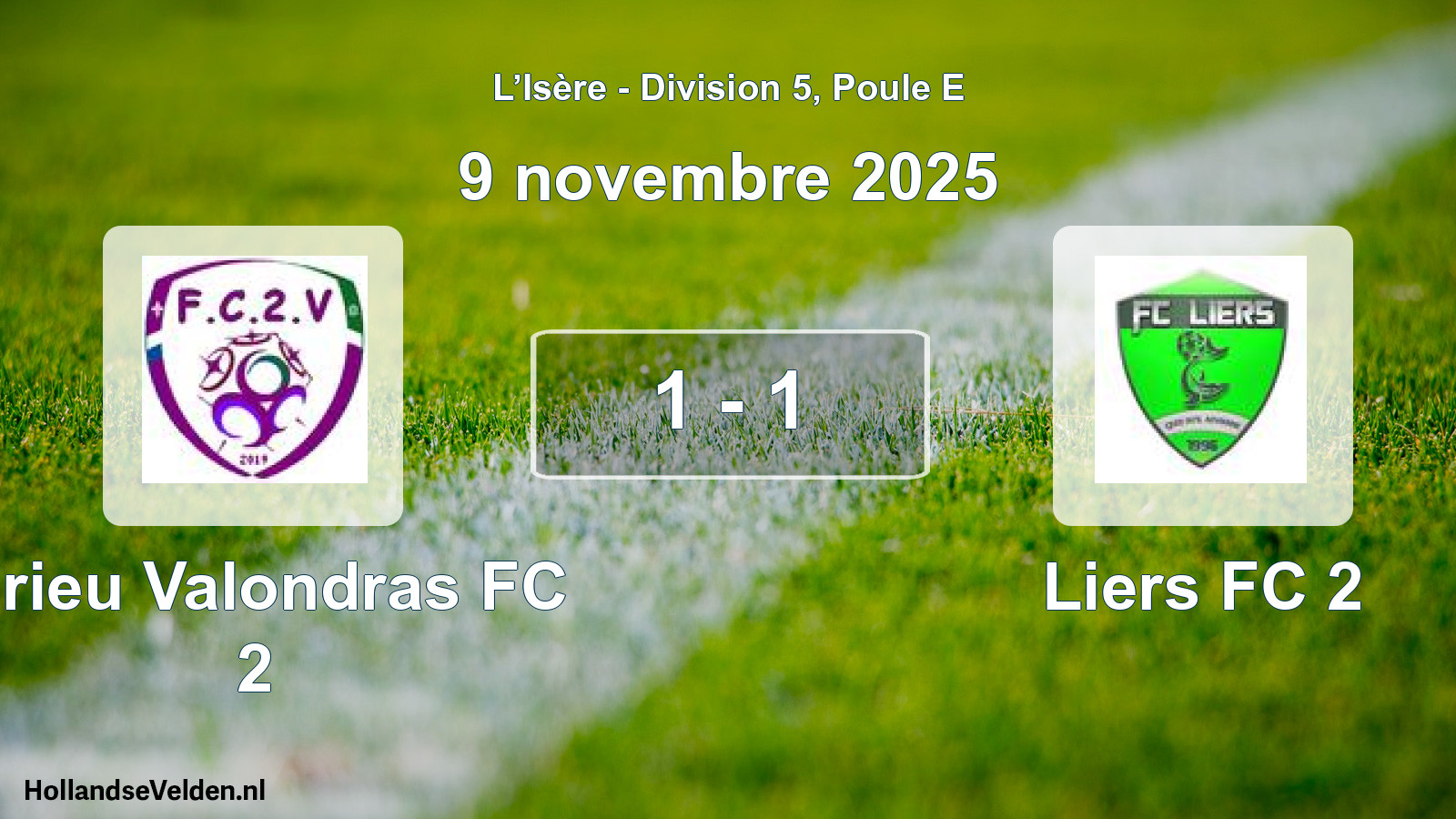Gespeelde wedstrijd: Virieu Valondras FC 2 - Liers FC 2 1 - 1 (9 november 2025)